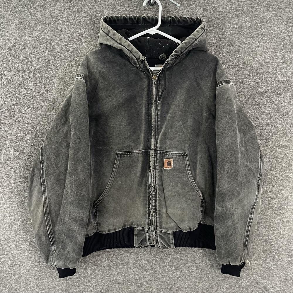 Vintage Carhartt J130 BLK Jacket Men's L Distressed Fader Honeycomb Quilt Lined